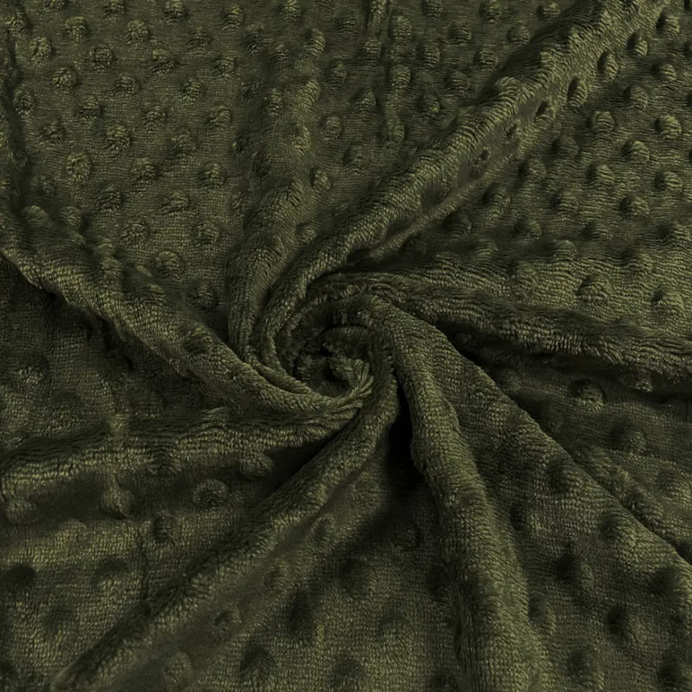 Tecido Manta Fleece Pipoquinha Bolha Revelo Poá 100% Poliéster 1,60m Largura - Verde musgo