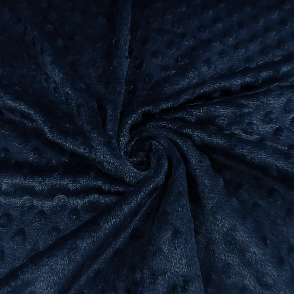 Tecido Manta Fleece Pipoquinha Bolha Revelo Poá 100% Poliéster 1,60m Largura - Azul marinho