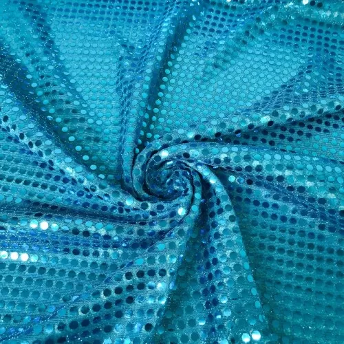Tecido Paetê Fantasia 100% Poliéster 1,10m Largura - Azul turquesa