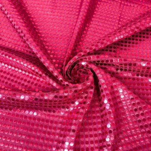 Tecido Paetê Fantasia 100% Poliéster 1,10m Largura - Pink