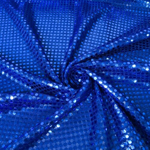 Tecido Paetê Fantasia 100% Poliéster 1,10m Largura - Azul royal