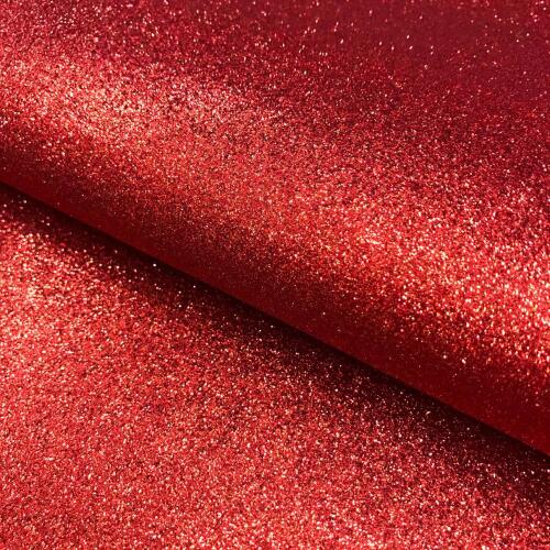 Tecido Sintético PVC Glitter 100% Poliéster 1,40m Largura - Vermelho