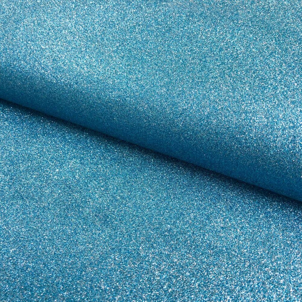 Tecido Sintético PVC Glitter 100% Poliéster 1,40m Largura - Azul bebê