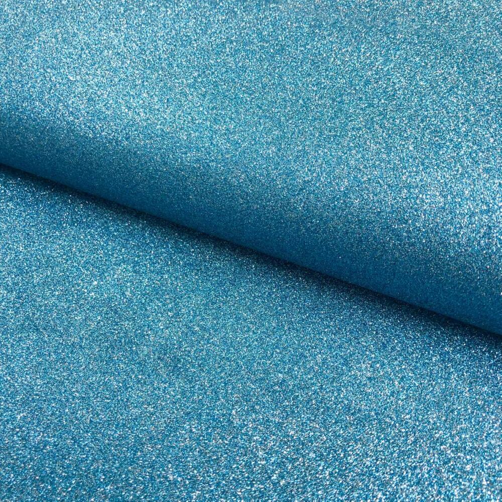 Tecido Sintético PVC Glitter 100% Poliéster 1,40m Largura - Azul bebê