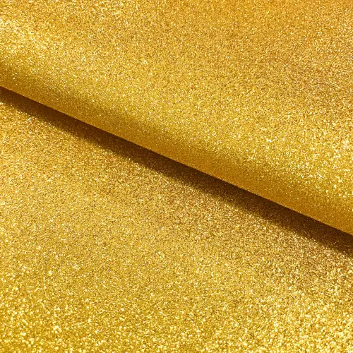 Tecido Sintético PVC Glitter 100% Poliéster 1,40m Largura - Amarelo ouro