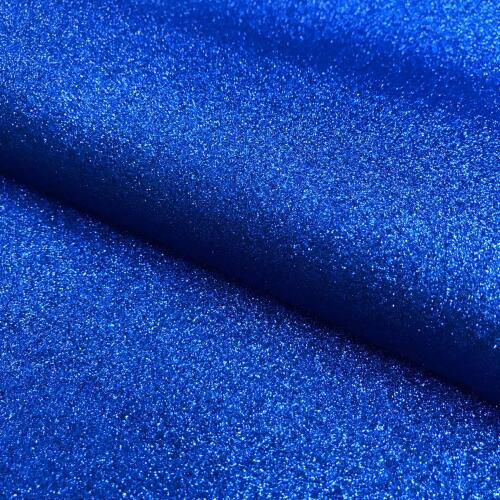 Tecido Sintético PVC Glitter 100% Poliéster 1,40m Largura - Azul royal