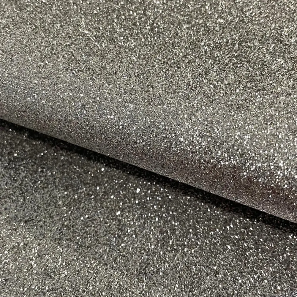 Tecido Sintético PVC Glitter 100% Poliéster 1,40m Largura - Chumbo