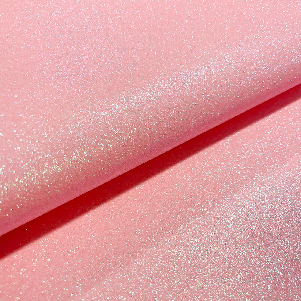 Tecido Sintético PVC Glitter 100% Poliéster 1,40m Largura - Multicolor (chiclete)