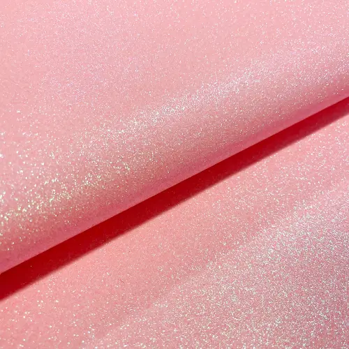Tecido Sintético PVC Glitter 100% Poliéster 1,40m Largura - Multicolor (chiclete)