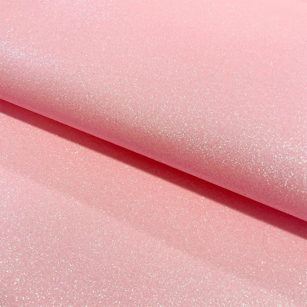 Tecido Sintético PVC Glitter 100% Poliéster 1,40m Largura - Multicolor (chiclete)