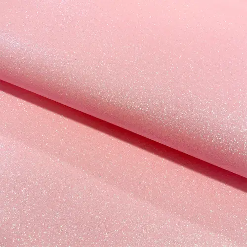 Tecido Sintético PVC Glitter 100% Poliéster 1,40m Largura - Multicolor (chiclete)