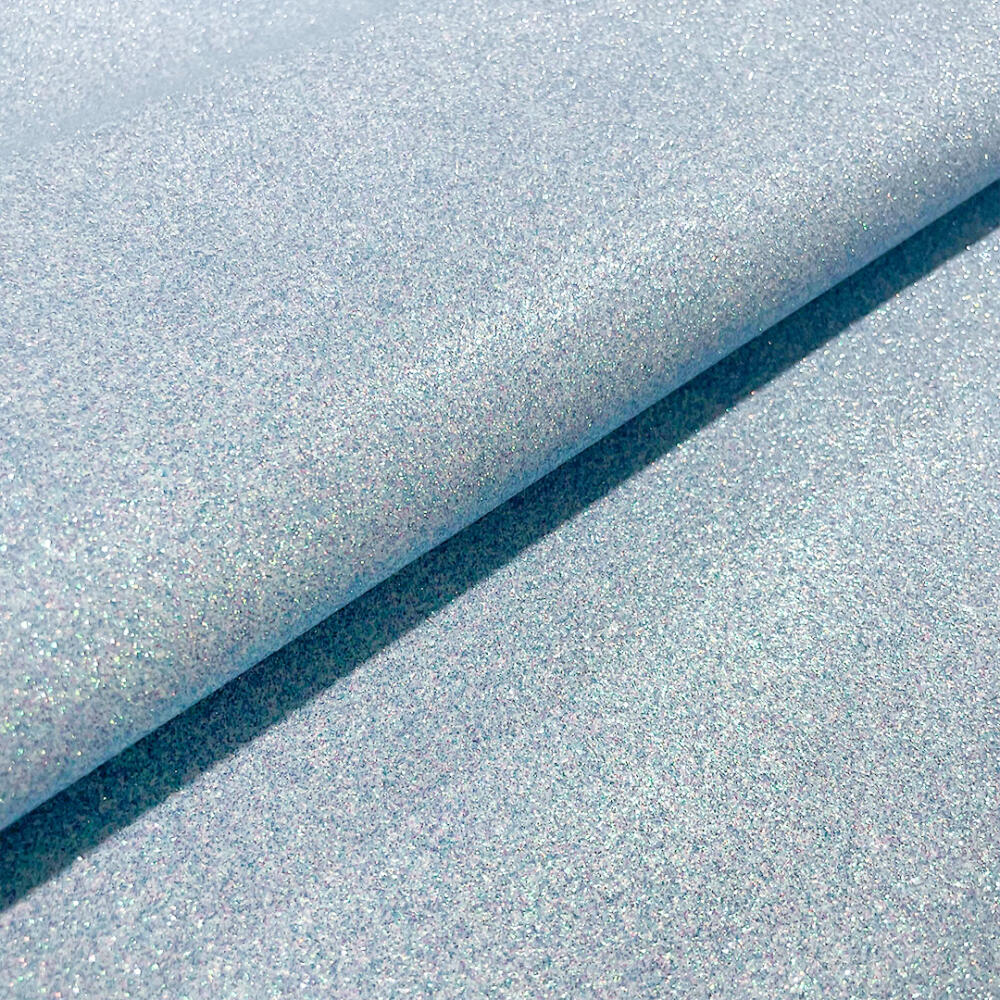 Tecido Sintético PVC Glitter 100% Poliéster 1,40m Largura - Multicolor (azul bebê)