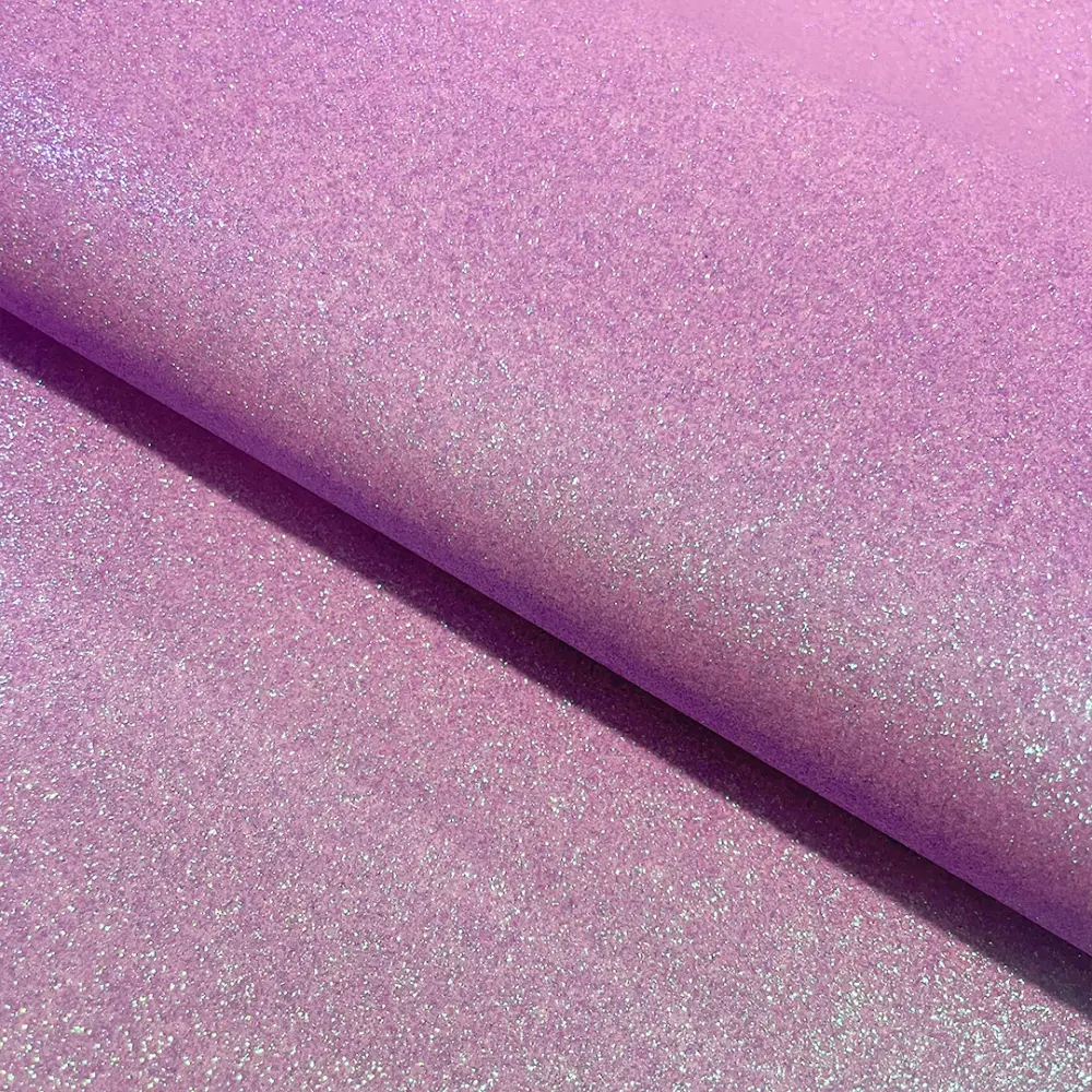 Tecido Sintético PVC Glitter 100% Poliéster 1,40m Largura - Multicolor (lilas)