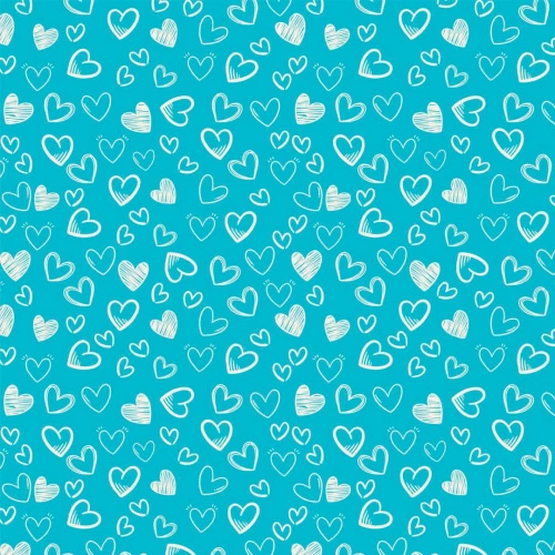 Tecido Tricoline - Coração Desenhado - 100% Algodão - 1,50m largura - Azul tifany