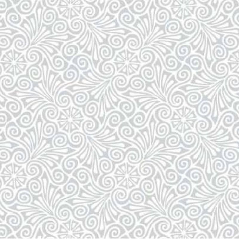 Tecido Tricoline Estampado - Arabesco Branco Fundo Branco - 100% Algodão - 1,50m largura - Variante 203