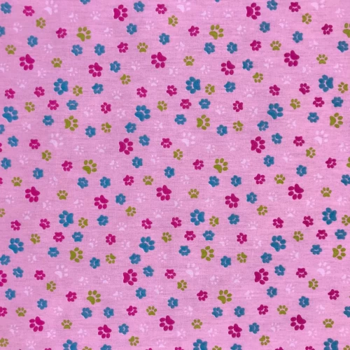 Tecido Tricoline Estampado - Patinhas Coloridas - 100% Algodão - 1,50m largura - Variante 10