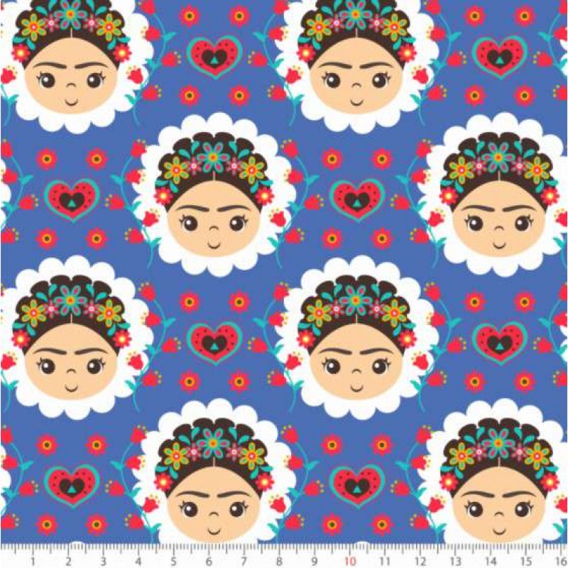 Tecido Tricoline - Frida Kahlo - 100% Algodão - Variante 1