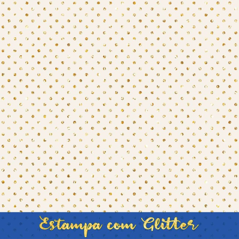 Tecido Tricoline Natal - Poá Glitter Dourado - 100% Algodão - 1,50m largura - Variante 73