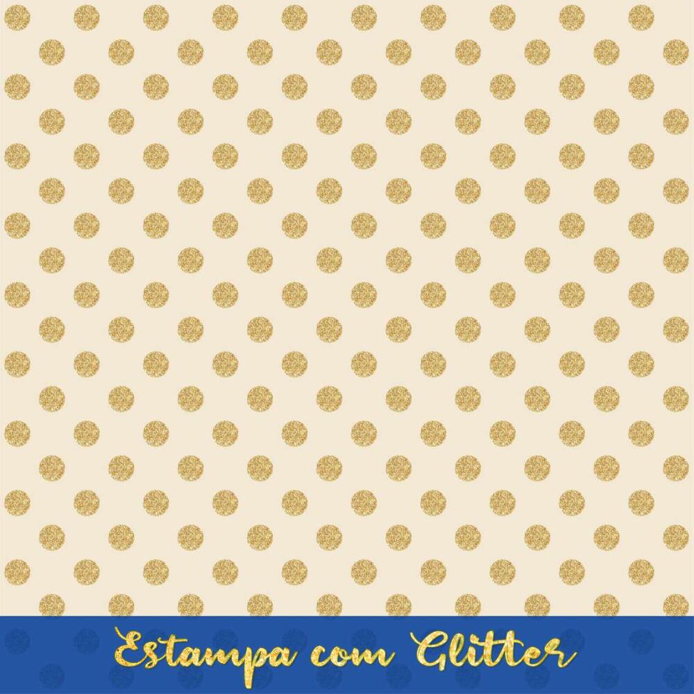 Tecido Tricoline - Poá Grande Dourado Glitter - 100% Algodão - 1,50m largura - Variante 73