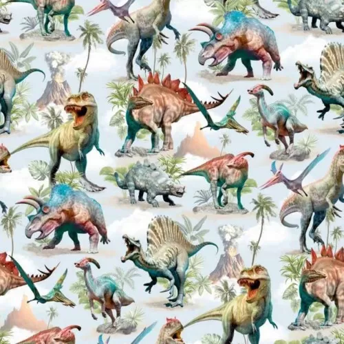 Tricoline Digital Dinossauros 100% Algodão 1,50m Largura - Variante 1