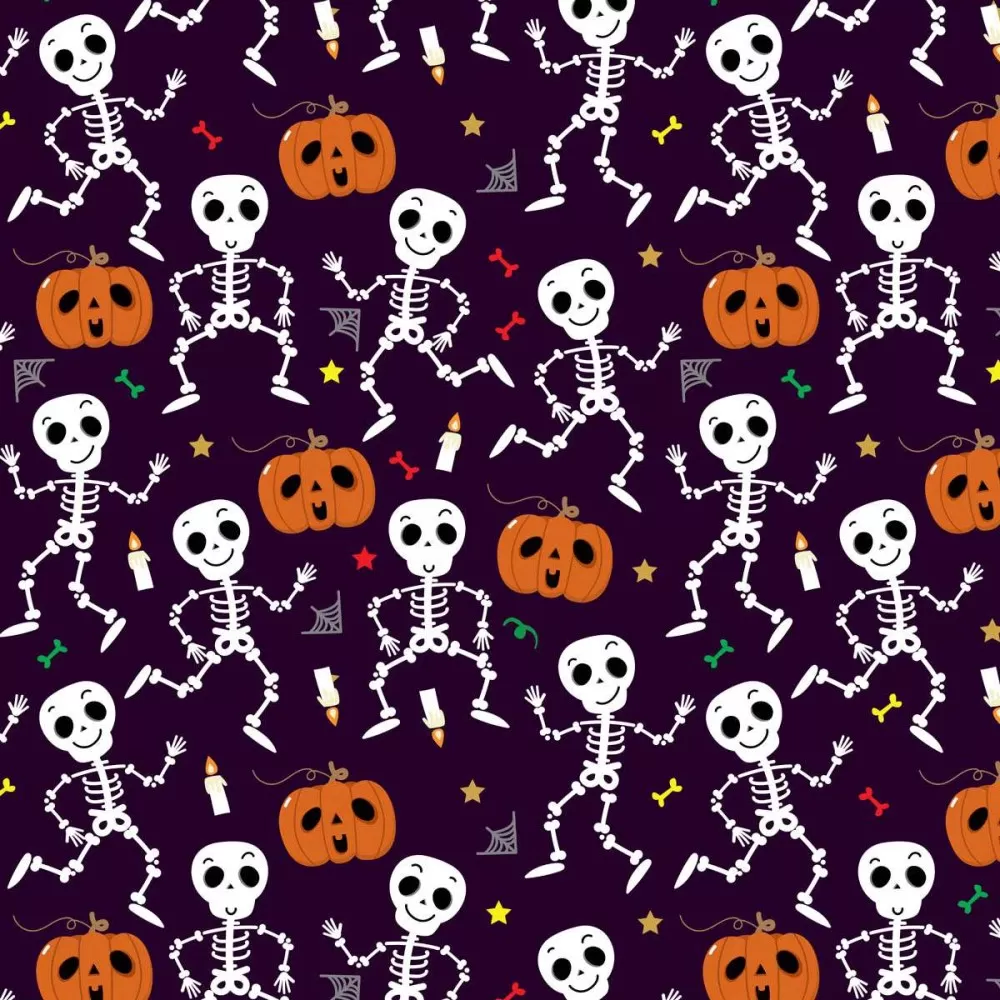 Tricoline Digital - Esqueleto Halloween - 100% Algodão - Variante 1
