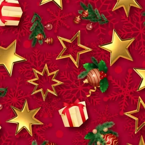 Tricoline Digital Estrela de Natal 100% Algodão 1,50m Largura - Variante 1