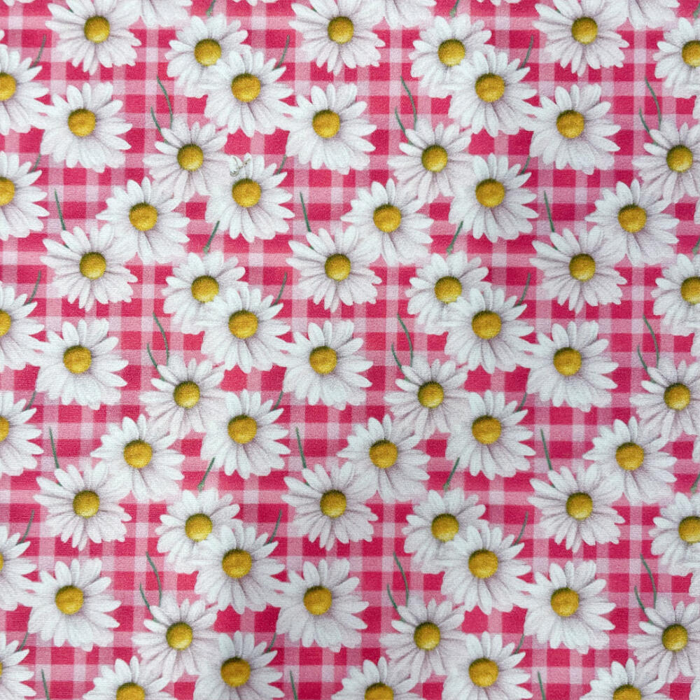 Tricoline Digital Fabricart Coleção Margaridas 100% Algodão 1,50m Largura - Fundo pink