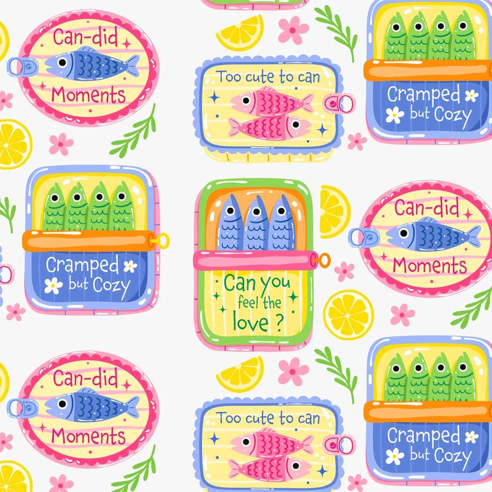 Tricoline Digital Fernando Maluhy Coleção Sardinhas 100% Algodão 1,50m Largura - Color