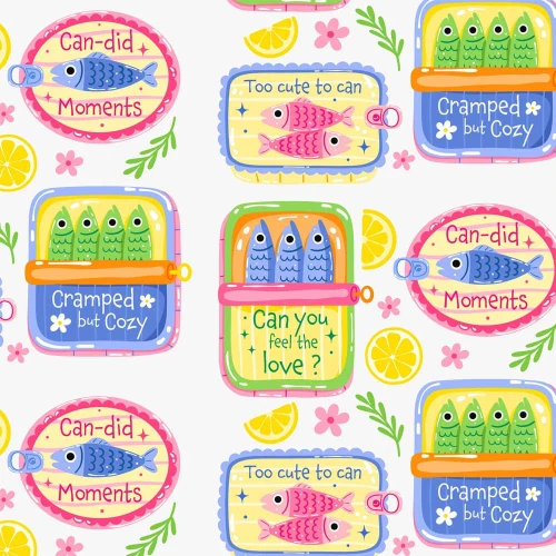 Tricoline Digital Fernando Maluhy Coleção Sardinhas 100% Algodão 1,50m Largura - Color