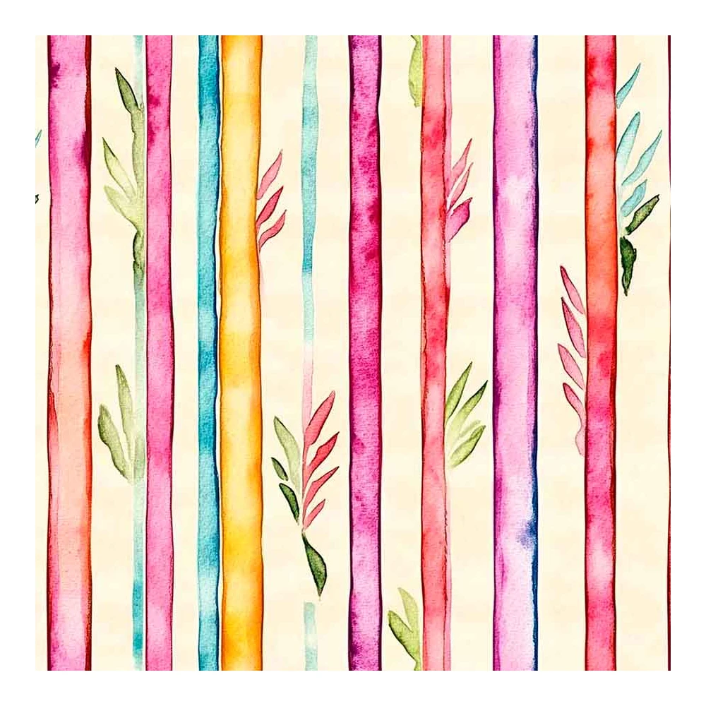 Tricoline Digital Fernando Maluhy Coleção Petalas e Poesia 100% Algodão 1,50m Largura - Listras aquarela