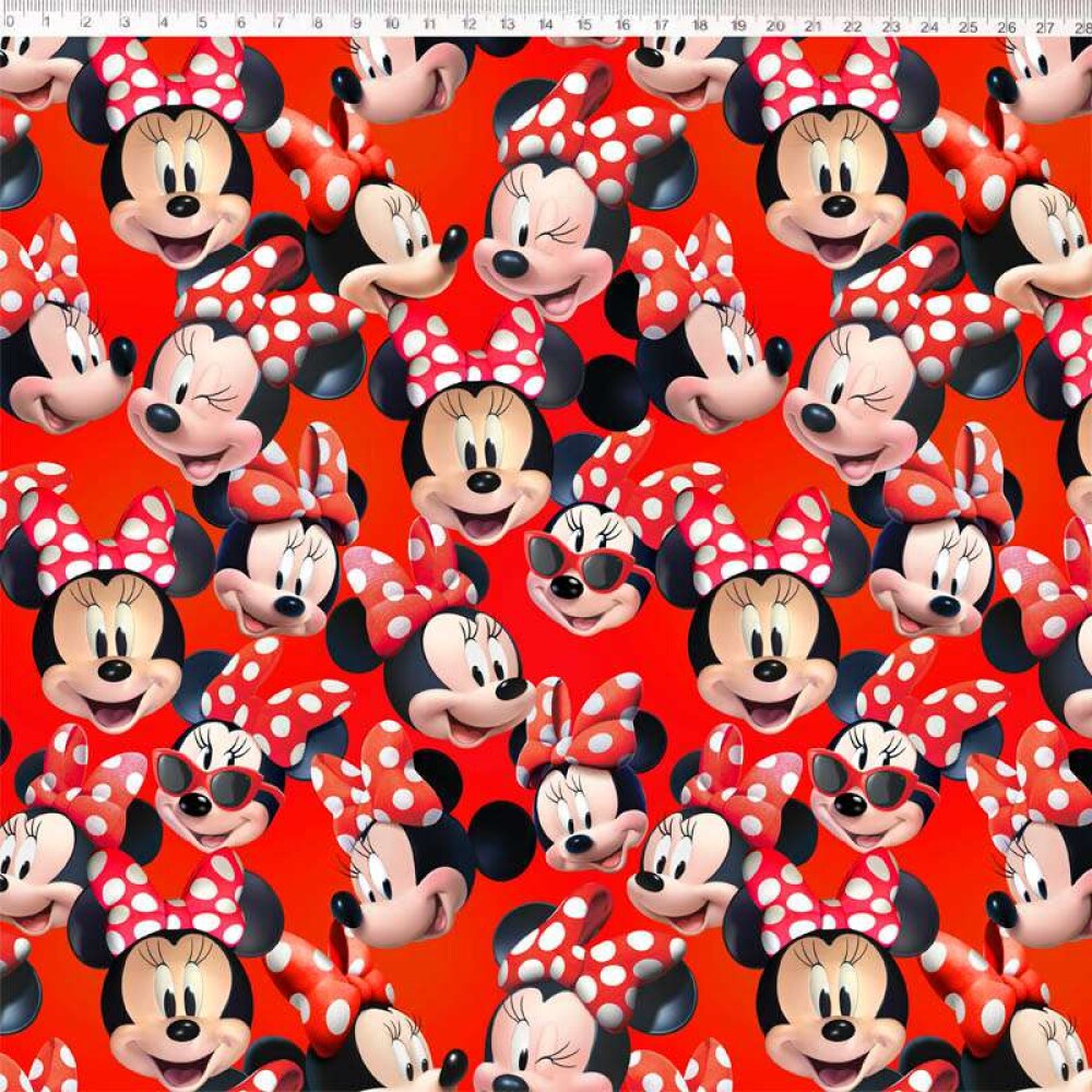 Tricoline Digital Fernando Maluhy Disney Minnie Face 100% Algodão - C01
