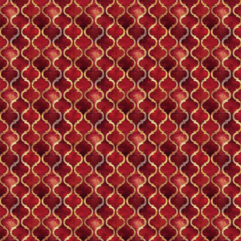 Tricoline Digital Fernando Maluhy Natal Arabesco Vermelho - C01