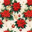 Tricoline Digital Fernando Maluhy Natal Flores Clássicas Fundo Creme 100% Algodão 1,50m Largura - C01