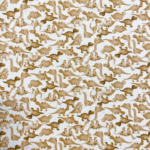 Tricoline Digital Dinos Bege 100% Algodão 1,50m Largura - Variante 1