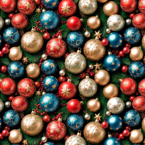 Tricoline Digital Natal Bolas Brilhantes 100% Algodão - Variante 1