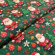 Tricoline Digital Natal Papai Noel Fundo Verde 100% Algodão - Variante 1