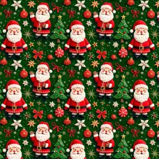 Tricoline Digital Natal Papai Noel Fundo Verde 100% Algodão - Variante 1