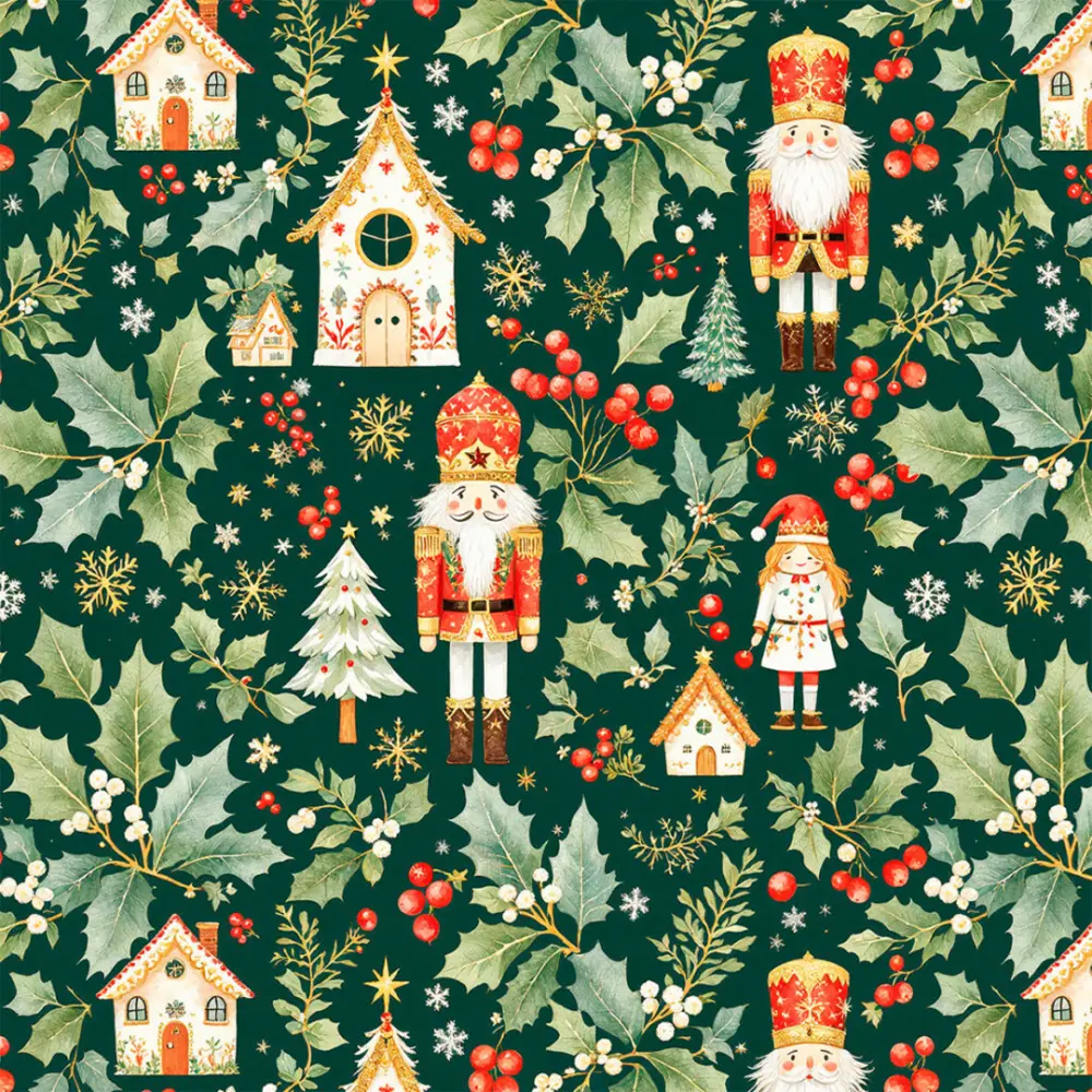 Tricoline Digital Natal Soldadinho Fundo Verde 100% Algodão - Variante 1