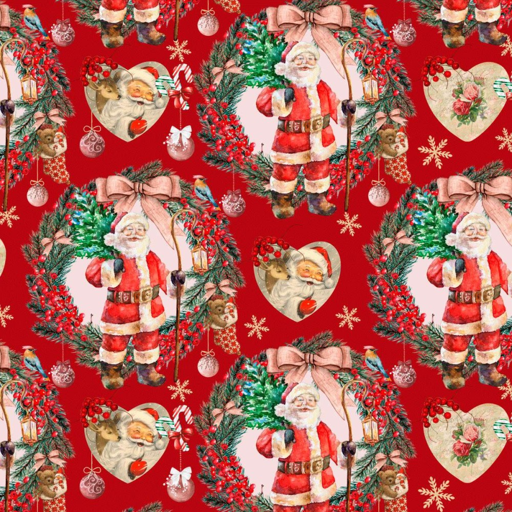 Tricoline Digital - Natal Velho Noel - 100% Algodão - Variante 1