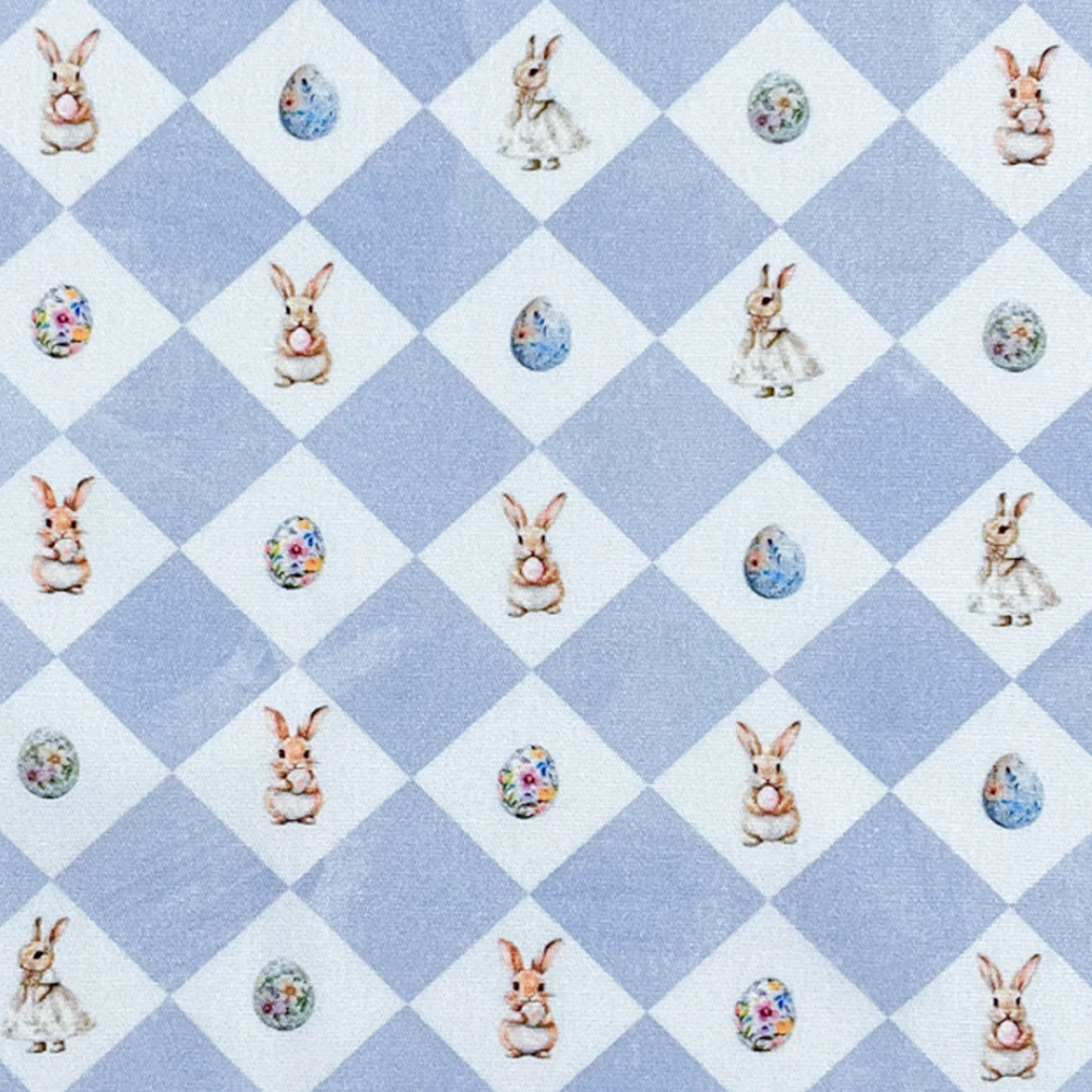 Tricoline Digital Páscoa Azul Vintage 1,50 largura 100% Algodão - Losango