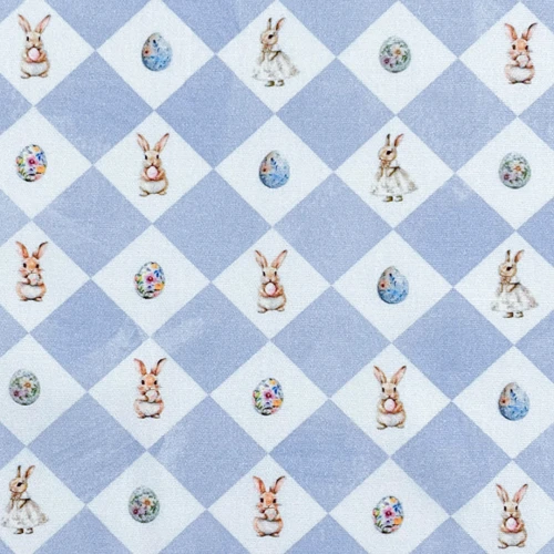 Tricoline Digital Páscoa Azul Vintage 1,50 largura 100% Algodão - Losango