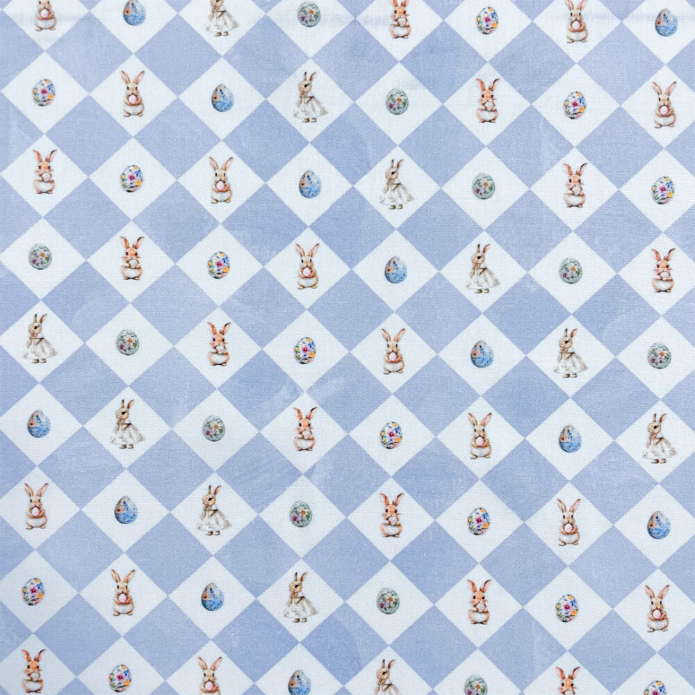 Tricoline Digital Páscoa Azul Vintage 1,50 largura 100% Algodão - Losango