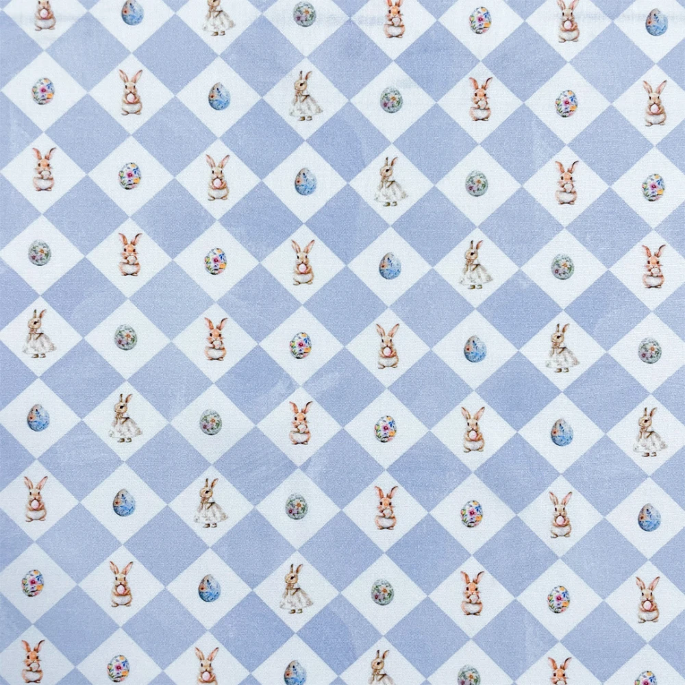 Tricoline Digital Páscoa Azul Vintage 1,50 largura 100% Algodão - Losango