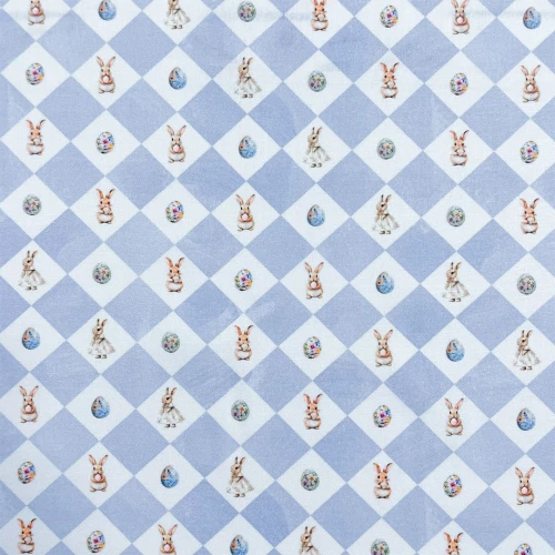 Tricoline Digital Páscoa Azul Vintage 1,50 largura 100% Algodão - Losango