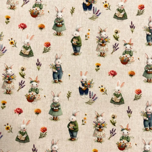 Tricoline Digital Páscoa Entregador de Flores 1,50 largura 100% Algodão - Variante 1