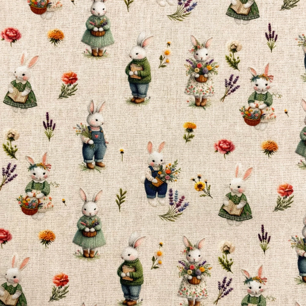 Tricoline Digital Páscoa Entregador de Flores 1,50 largura 100% Algodão - Variante 1