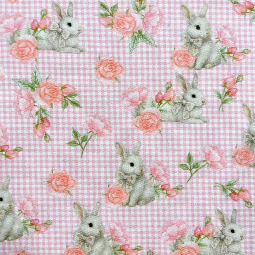 Tricoline Digital Páscoa Floral 1,50 largura 100% Algodão - Coelho