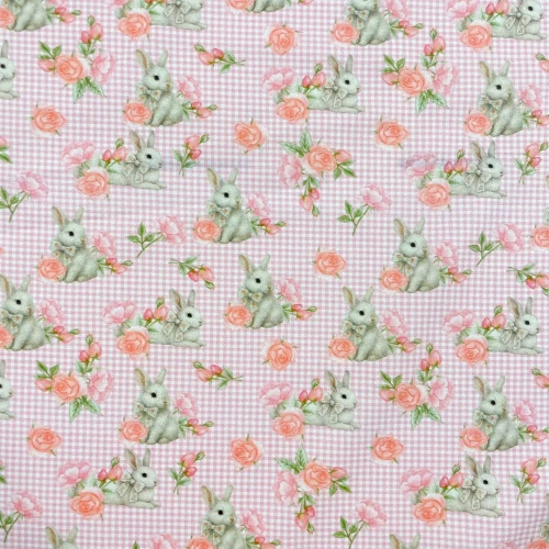 Tricoline Digital Páscoa Floral 1,50 largura 100% Algodão - Coelho