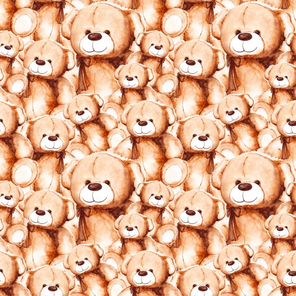 Tricoline Digital Ursinho Teddy 100% Algodão - Variante 1