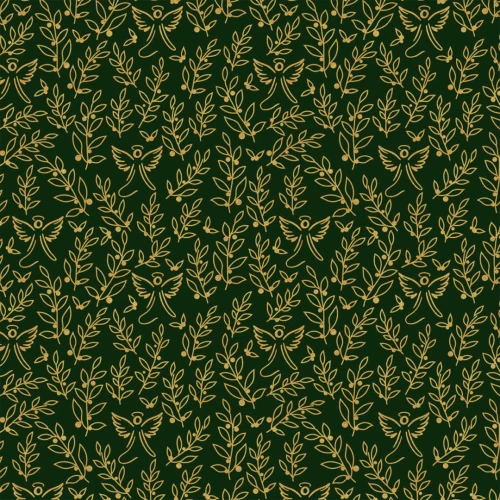 Tricoline Estampada Anjos de Natal 100% Algodão - Verde